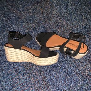 black espadrille wedges